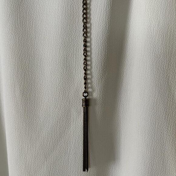 Cream Ruffle Tie Blouse - Flowy Long Sleeve, Lightweight, Elegant Boho Style - Picture 3 of 7